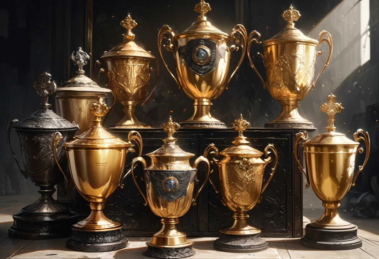 A golden trophy, steam-punk, battle toad, urn, victory pose, sitting on a plain white pedestal, (best quality, 4k, highres, ultra-detailed, masterpiece:1.2), ultra-fine painting, realistic:1.37, portraits, vivid colors, sharp focus, professional, studio lighting