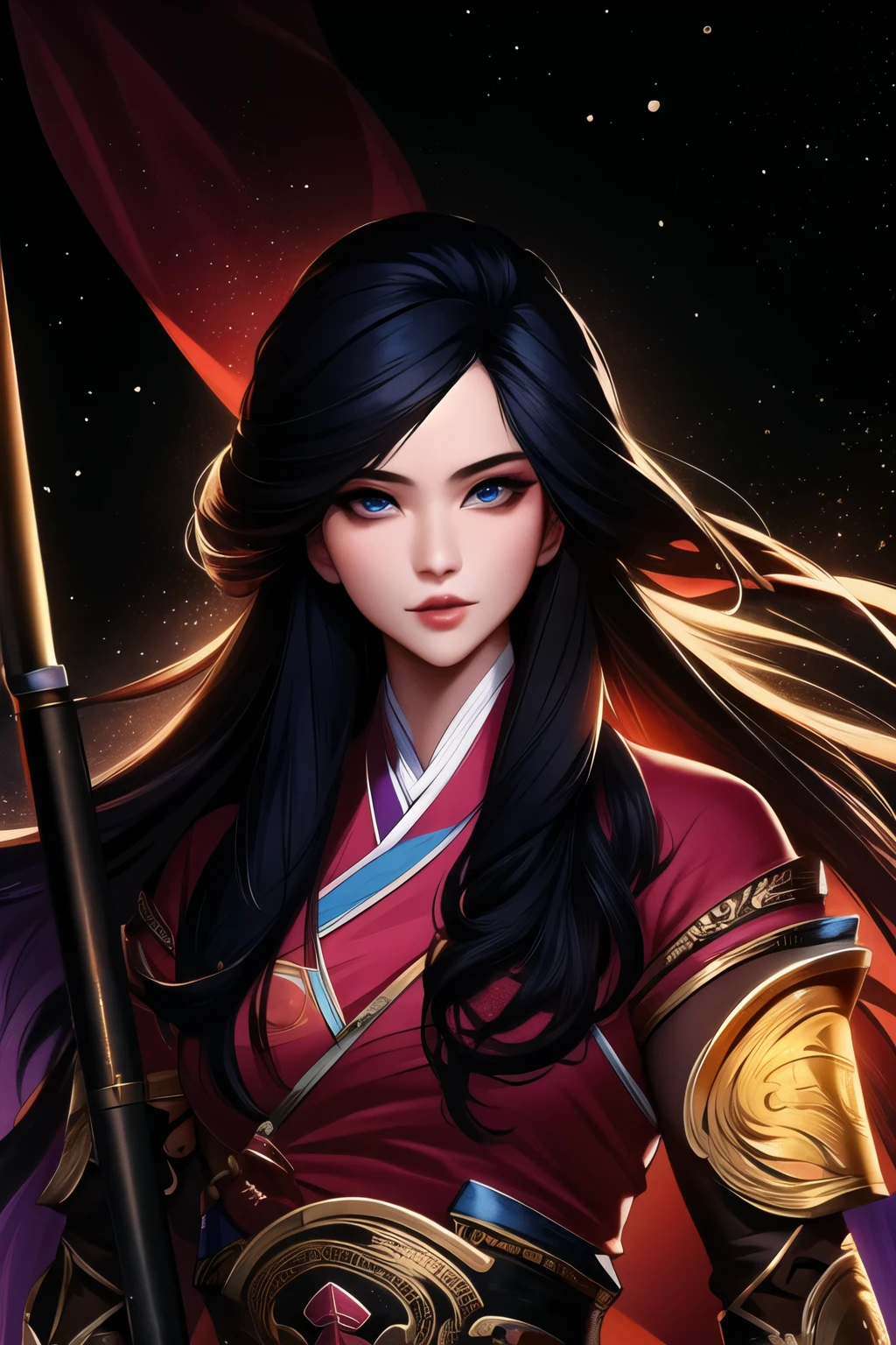 (masterpiece, best quality:1.2), ink Wuxia,blacklight, solo,upper body,long hair,lips