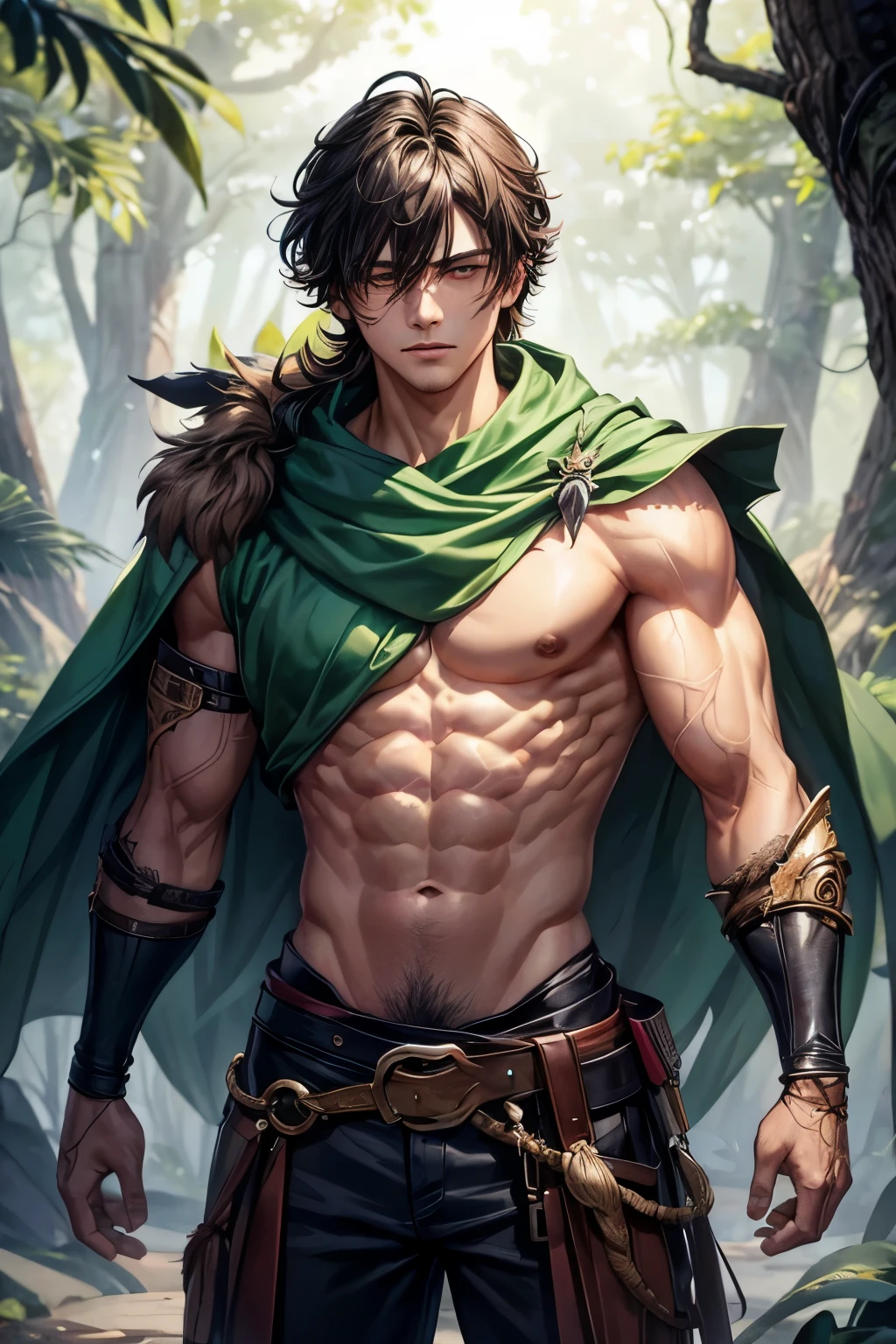 A man with a green cape and a green cape on his shoulders - SeaArt AI