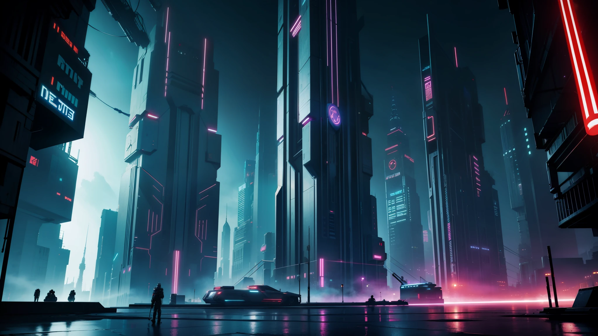 A cyberpunk-style city with a nighttime atmosphere and Star Wars-like aesthetic.