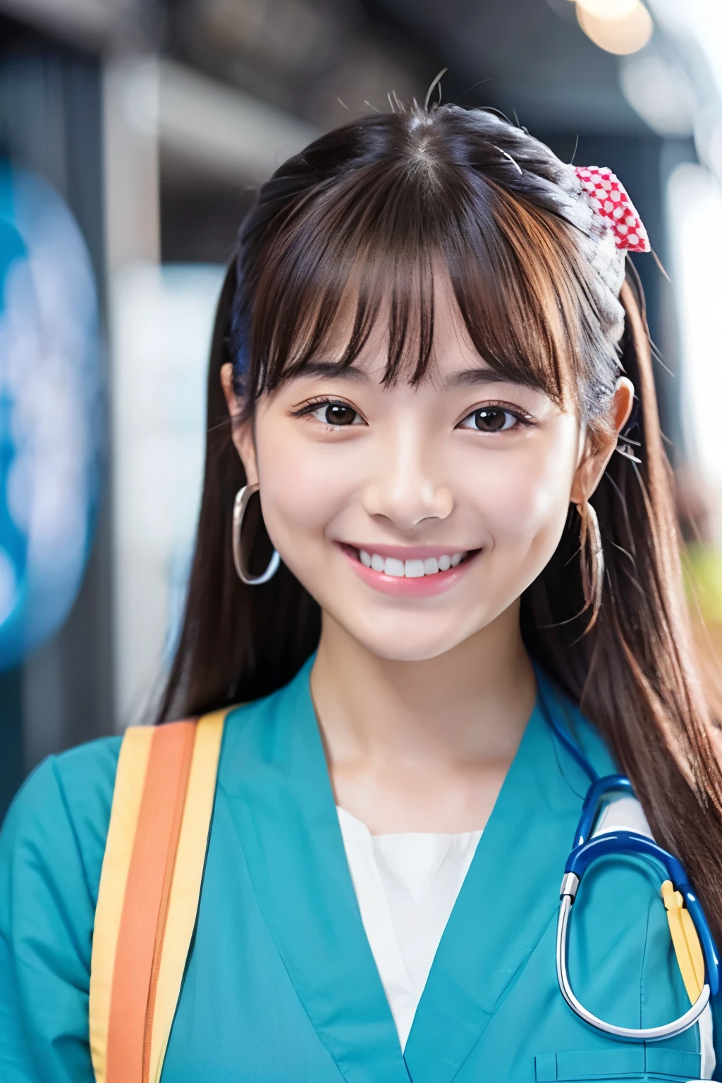 So cute like an idol、Cute and adorable、Young faceに見える20歳の少女, Young face、若いSo cute like an idol、Smiling Kindly、Female doctor、Wearing a doctor&#39;s white coat、The front of the white coat is open, revealing underwear、standing in the examination room、whole body像、whole body、Accurate、Anatomically correct、Textured skin、Super Detail、 Attention to detail、highest quality、High resolution、Real、realism、Raw photo、Genuine、masterpiece