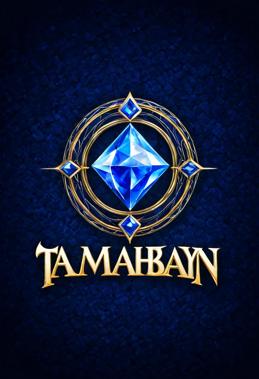 Make a logo design text for the word "Tambayan", Sapphire themed magical 