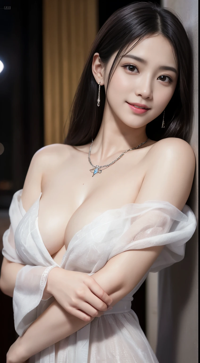 8k, Tabletop, RAW Photos, highest quality, Realistic, Highly detailed CG Unity 8k wallpaper, Written boundary depth, Cinematic Light, Lens flare, Ray Tracing, (Very beautiful face, Beautiful Lips, Beautiful Eyes), Intricately detailed faces, ((Highly detailed skin)) 1 female, In the Dark, Deep Shadow, cute, ((Looking at the audience)), (魅惑的なsmile), (Blurred Background), Earrings, bracelet, necklace, Clear Eyes, Bedroom, Front shot, (Pale skin), I'm looking forward to, (Big eyes), ((Short corset)), (Camel Toe, shape), (Big Breasts:1.3), ((smile)), ((Camel Toe)),