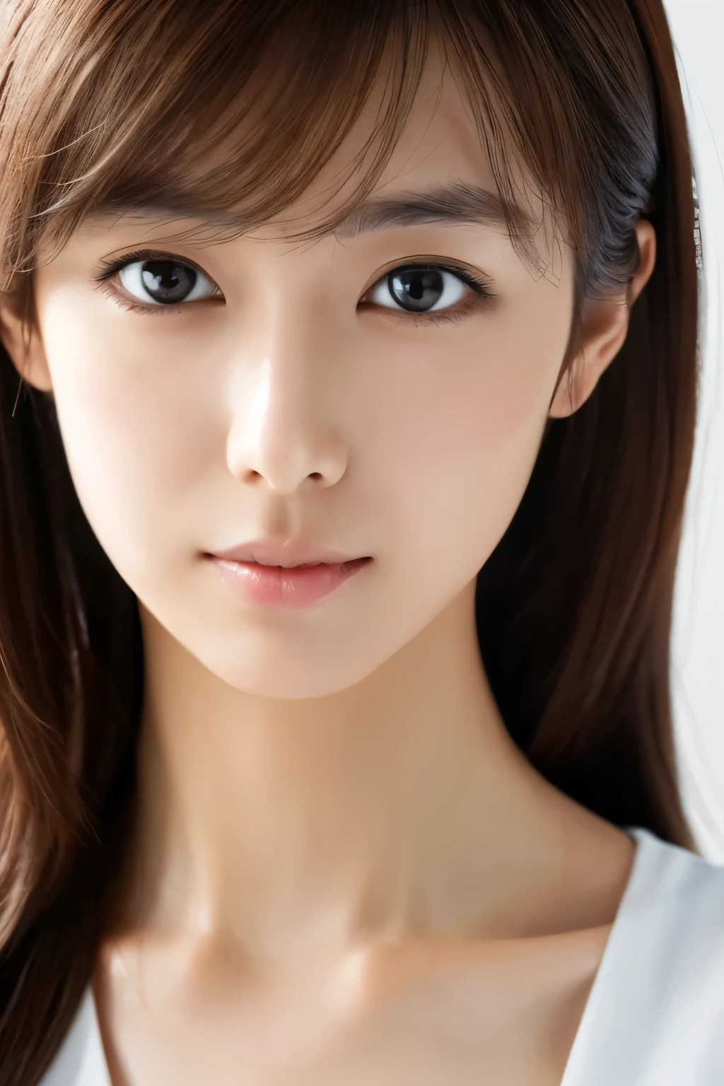 masterpiece, highest quality, Photorealistic, Very detailed, In detail, High resolution, 8k wallpaper, Professional, High level of detail, One Girl, Skinny Japanese woman, ((Look forward)), Collarbone Detail, Perfect Face, Straight hair, (Look straight at the camera)