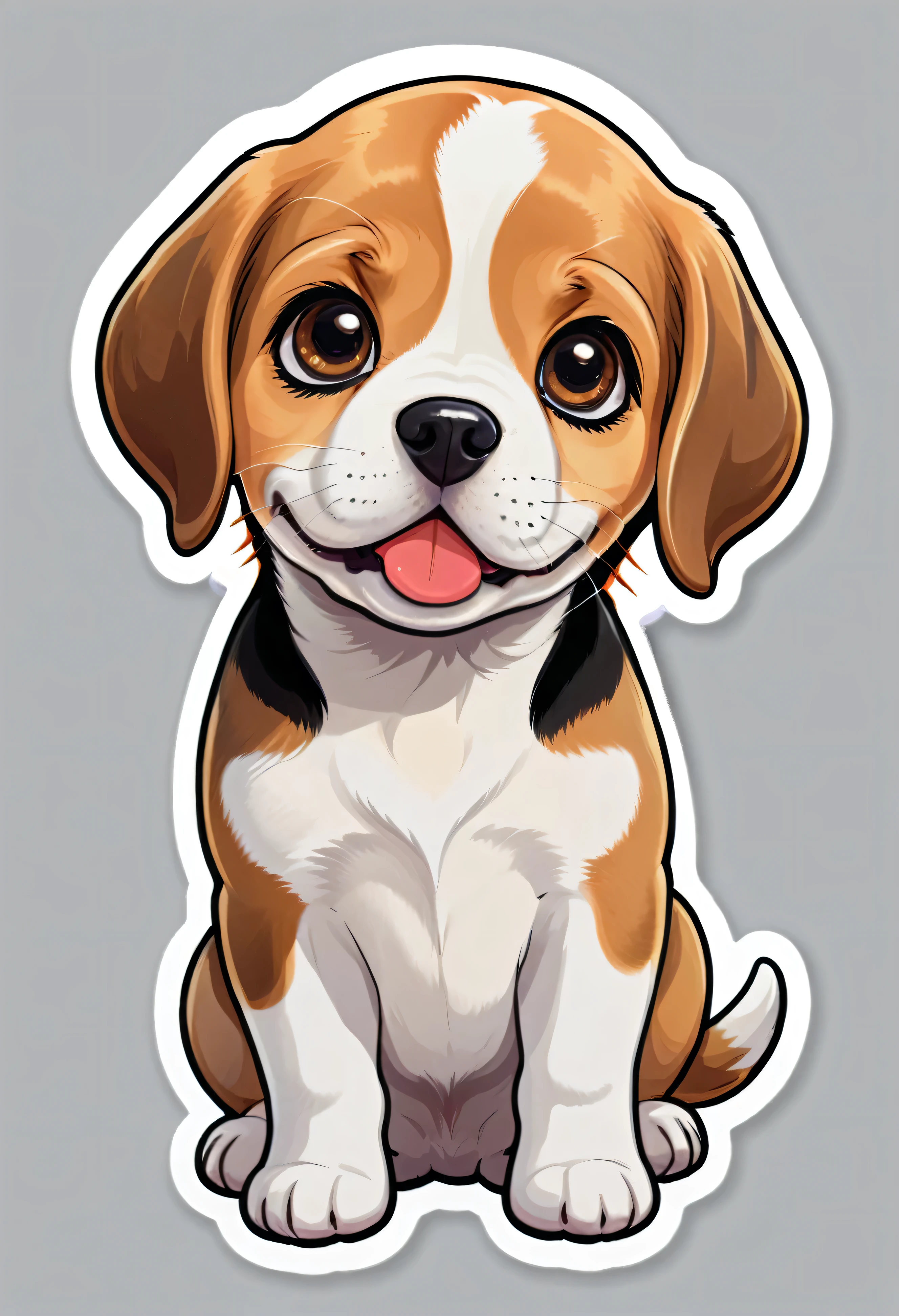 1 sticker, puppy, beagle, Round eyes, Cute eyes, Cute gestures, Cute expression, Simple Background