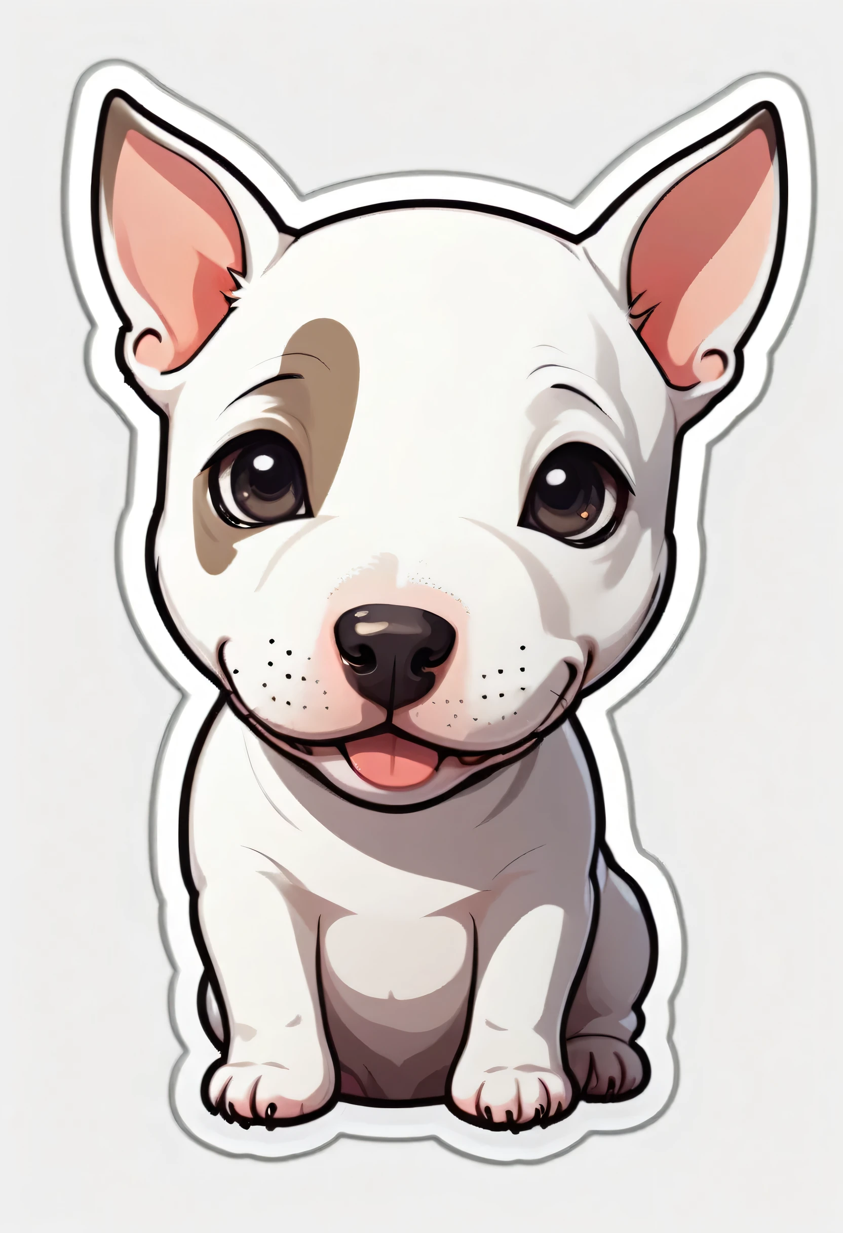 1 sticker, puppy, Bull Terrier, Round eyes, Cute eyes, Cute gestures, Cute expression, Simple Background