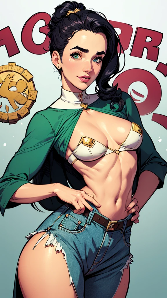 Com um dragão Ennifer Connelly, very long to the waist and half curly with bangs, seios pequenos, olhos grandes com um brilho apaixonado, olhos verdes mel, Um lindo sorriso, vestindo uma camiseta preta longa com um terno feminino verde e jeans, in a serious and sweet comic-style pose, alta qualidade Jennifer Connelly personagem mulher estilo Jennifer Connelly com marcas de guerras Imagem de desenho animado de uma mulher .Ilustra??o estilo desenho animado, estilo de arte dos desenhos animados, estilo de arte dos desenhos animados, digital illustration style, estilo atompunk projeto de pessoaagens altamente detalhado, arte digital detalhada coragem, Forest fan art, Design de personagens de retrato, beautiful digital illustration, retrato de alta qualidade, Arte em quadrinhos, mulher jovem cabelo com transas lindas . Queen Anna by Jennifer Connelly lined eyes Medium large bust and wonderful sexy clothes. image expression of sexual desire from waist to head illustration Queen Anne of Arendelle atompunk style Fallout 4 style pose playboy magazine sensual witch Character cartoon style facial expression happy beautiful smile and six medium small portrait mode waist up with lots of gold around her other stones portrait precious mode waist up queen of the south Jennifer Connelly GTA scenery dominatrix gold coins chest with jewelry with her boyfriend, um homem com barba preta, armado com um estilo militar, Jennifer Connelly Turnaround sheet Creates multiple images in different poses of the same cartoon character:1.2), Woman from Southern Brazil Drawing Art Gaucho Artline white background woman Cartoon image of a woman , roupas sensuais , garota Personagens GTA estilo artgerm femininas Yvonne Strahovski estilo de desenho garota,, pequeno, Shy, bunda grande, catholic nun outfit , dynamic pose, Quente, soft or colored lips, fundo simples, perfect hands, anatomia perfeita, Apoie-se no estilo cartoon de Jennifer Connelly
