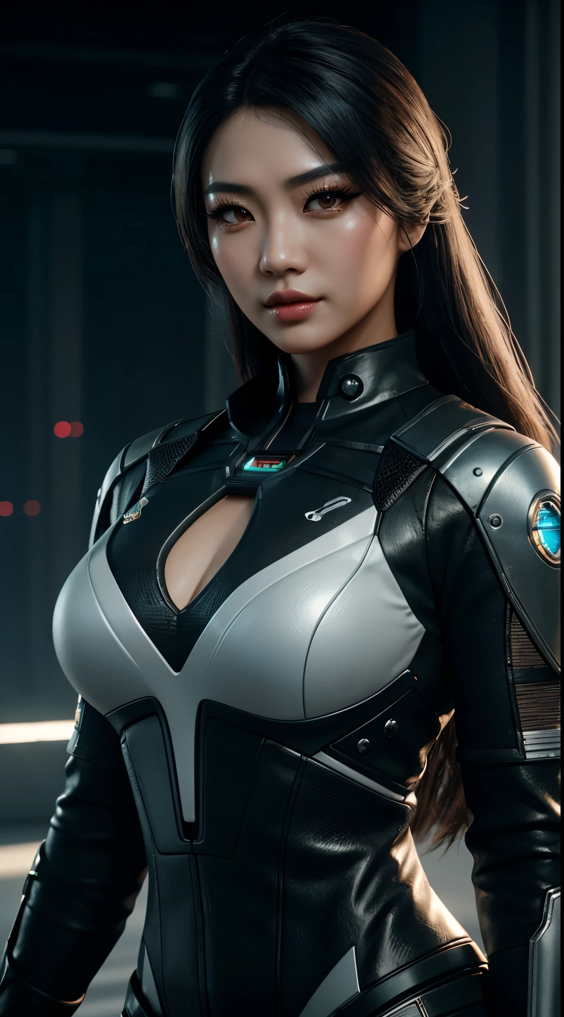 ((Best quality)), ((masterpiece)), (detailed:1.4), 3D, an image of a beautiful Asian cyberpunk female,HDR (High Dynamic Range),Ray Tracing,NVIDIA RTX,Super-Resolution,Unreal 5,Subsurface scattering,PBR Texturing,Post-processing,Anisotropic Filtering,Depth-of-field,Maximum clarity and sharpness,Multi-layered textures,Albedo and Specular maps,Surface shading,Accurate simulation of light-material interaction,Perfect proportions,Octane Render,Two-tone lighting,Wide aperture,Low ISO,White balance,Rule of thirds,8K RAW,