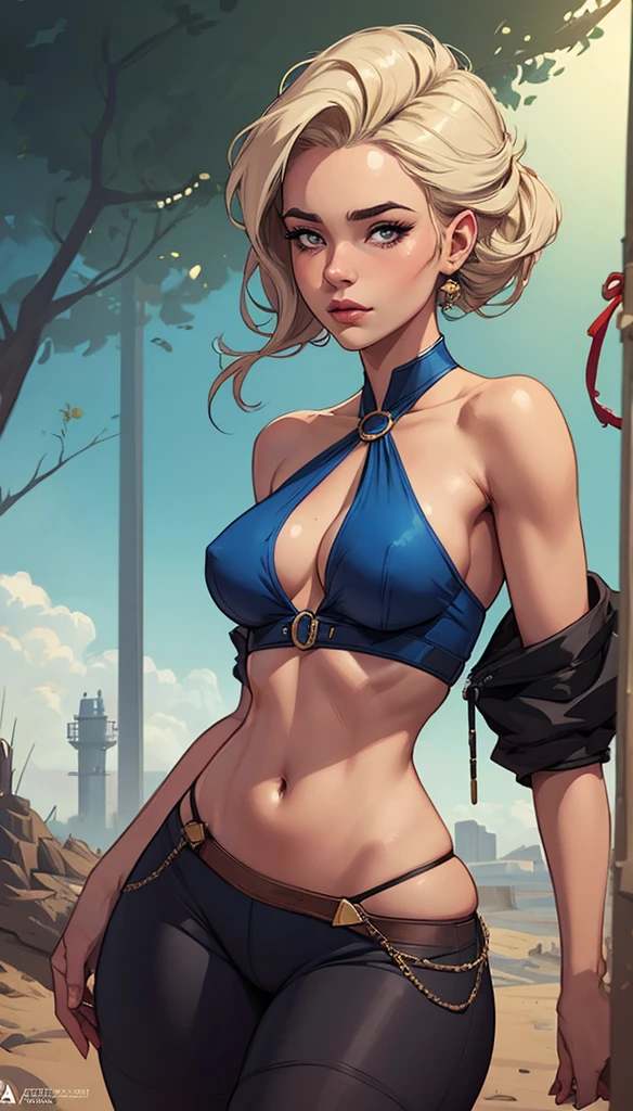 Cartoon style digital illustration style GTA digital style, estilo atompunk design de personagens altamente detalhado, arte digital detalhada coragem, Forest fan art, Design de personagens de retrato, beautiful digital illustration, retrato de alta qualidade, Arte em quadrinhos, mulher jovem cabelo com transas lindas . Queen Anna of ArendelleBeautiful lined eyes Medium large bust and wonderful sexy clothes. image expression of sexual desire from waist to head illustration Queen Anne of Arendelle atompunk style Fallout 4 style pose playboy magazine with beautiful breasts without clothes wonderful breasts