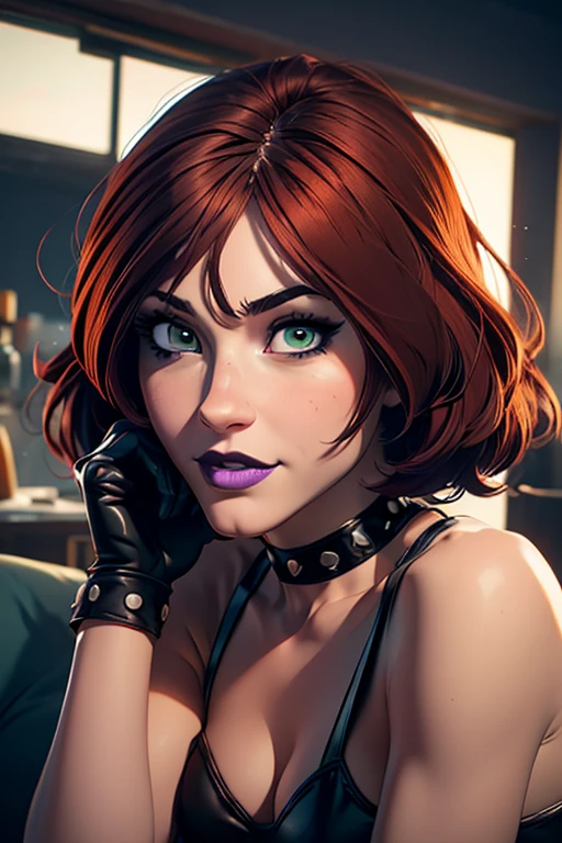 Masterpiece, beautiful art, professional artist, 8k, very detailed face, very detailed hair, 1girl, Rogue (RogueXME, short hair, two-tone hair, (red hair), (white bangs), green eyes, purple makeup, purple lipstick, medium breasts, smiling, choker, studded collar, ((tight halter top)), tight jeans, gloves, boots), various locations, hot, horny, aroused, blushing, thinking of her girlfriend, missing her lover, no labels, no branding, perfectly drawn body, beautiful face, very detailed eyes, rosey cheeks, intricate details in eyes, perfect fit body, beautiful body, extremely detailed, intricate details, highly detailed, sharp focus, detailed skin, realistic skin texture, texture, detailed eyes, high resolution, kodak vision color, foto_\(ultra\), post-processing, maximum detail, roughness, real life, ultra realistic, photorealism, photography, absurdres, RAW photo, highest quality, high detail RAW color photo, professional photo, extremely detailed UHD 8k wallpaper unit, best quality, highres, (masterpiece, top quality, high resolution:1.4), photo, cinematic, film grain, sharp, soft natural light, magic photography, super detailed, perfect anatomy, anatomically correct.