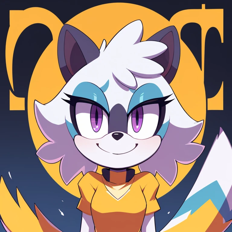 (score_9, score_8_up, 2d), 1girl, solo, Tangle the lemur, female mobian, purple eyes, smile, looking at viewer.
