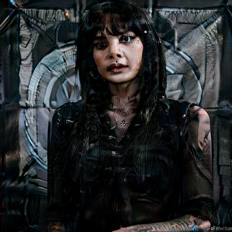 A cute witch, dressed in billowing sheer black and with extensive tattoos casts a spell of love on the viewer