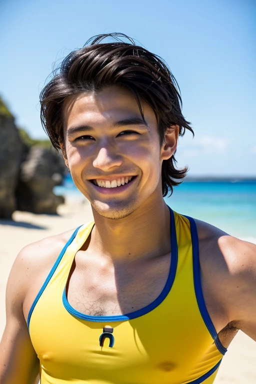 male Age 25 Lifesaver swimwear smiling
