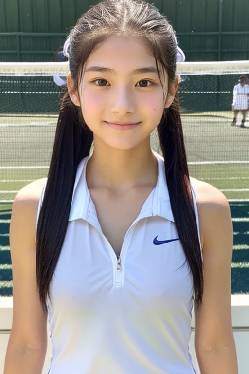 beautiful Japanese high school sophomore, height: 170cm Well-shaped B cup chests Small face beautiful white bare skin Shiny chestnut hair in a ponytail Wear tennis clothing during the match After the match, They take off their uniforms and take showers to wash off the sweat.. beautiful, Water-repellent white skin、chest A full-body image that shows the good style Upper body naked chestの谷間 Nipples Firm-looking breasts