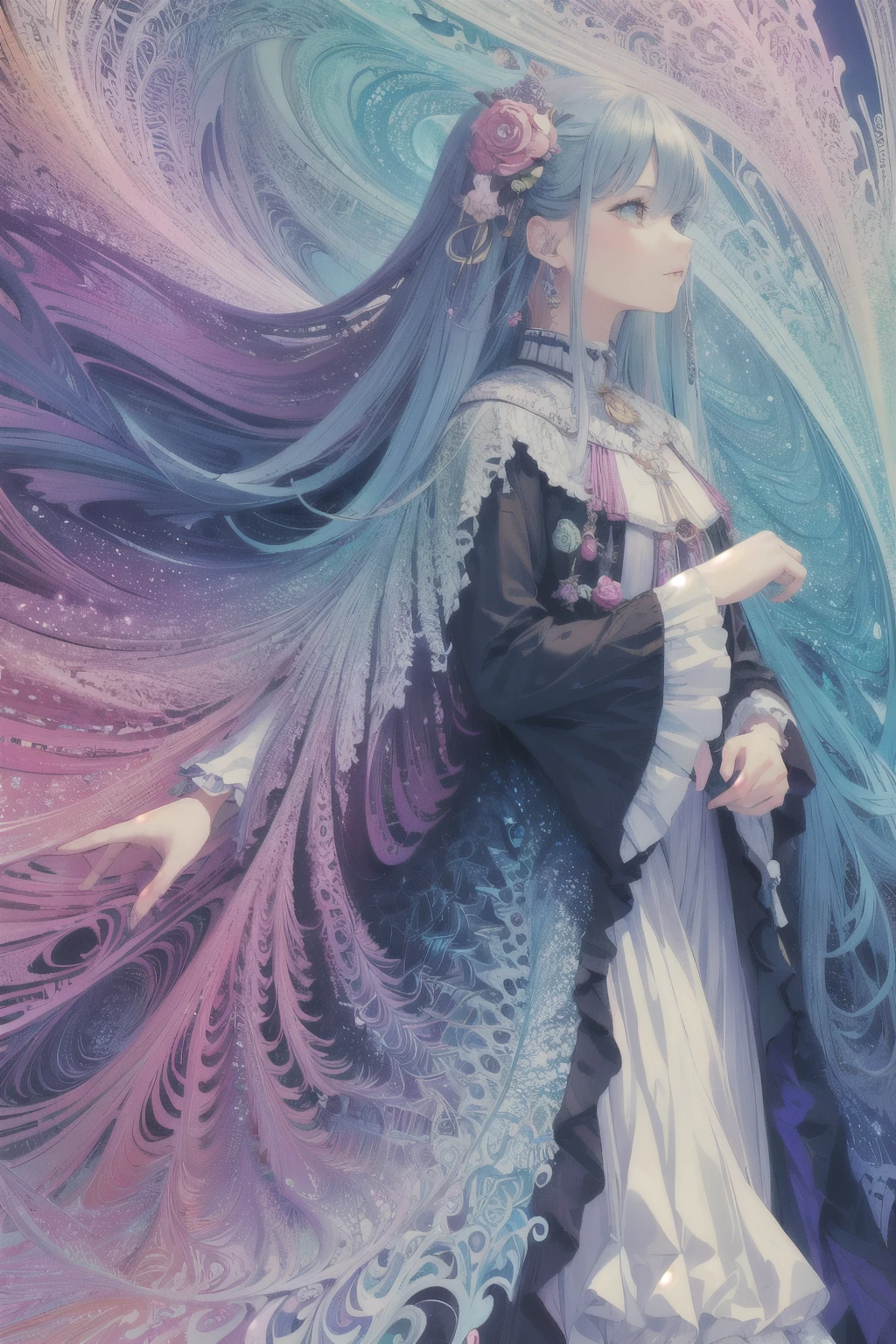 (masterpiece, highest quality, highest quality, Official Art, beautifully、aesthetic:1.2), (One girl), Very detailed,(Fractal Art:1.3),colorful,Most detailed