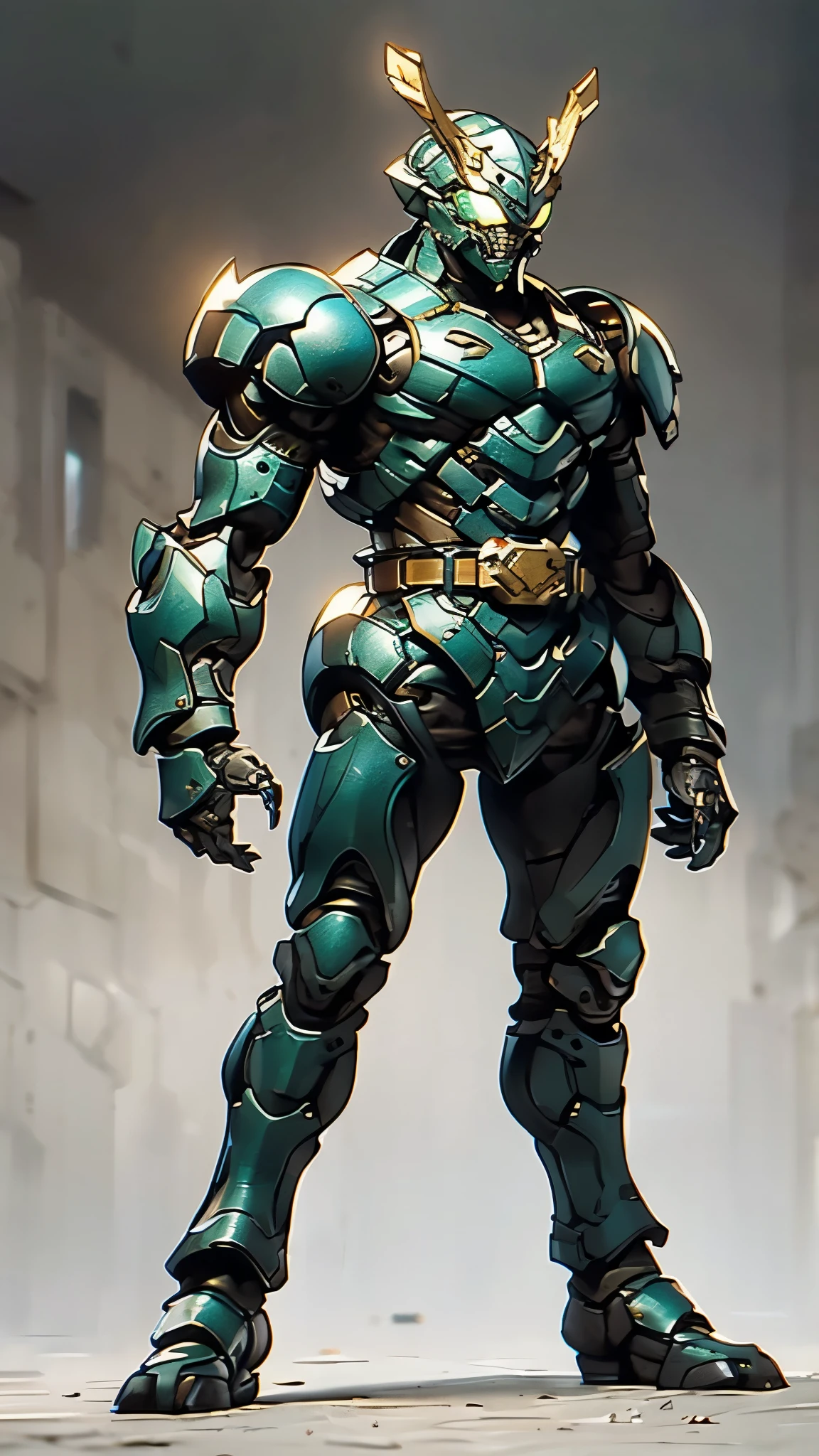 A man wearing a full-face helmet, a fantasy-style biotech armored combat suit, green eyes, (a composite layered chest armor), fully enclosed shoulder guards, matching arm and leg guards, the belt is adorned with fangs biting into gem, (the color scheme is primarily black with red accents), the design balances heavy with agility, a high-tech bio-mecha armor, (Armor Concept Inspired by Godzilla, stand on the top of a skyscraper in a futuristic sci-fi city), this character embodies a finely crafted fantasy-surreal style armored hero in anime style, exquisite and mature manga art style, (element, plasma, energy, the armor glows), ((male:1.5)), metallic, real texture material, dramatic, high definition, best quality, highres, ultra-detailed, ultra-fine painting, extremely delicate, professional, perfect body proportions, golden ratio, anatomically correct, symmetrical face, extremely detailed eyes and face, high quality eyes, creativity, RAW photo, UHD, 32k, Natural light, cinematic lighting, masterpiece-anatomy-perfect, masterpiece:1.5