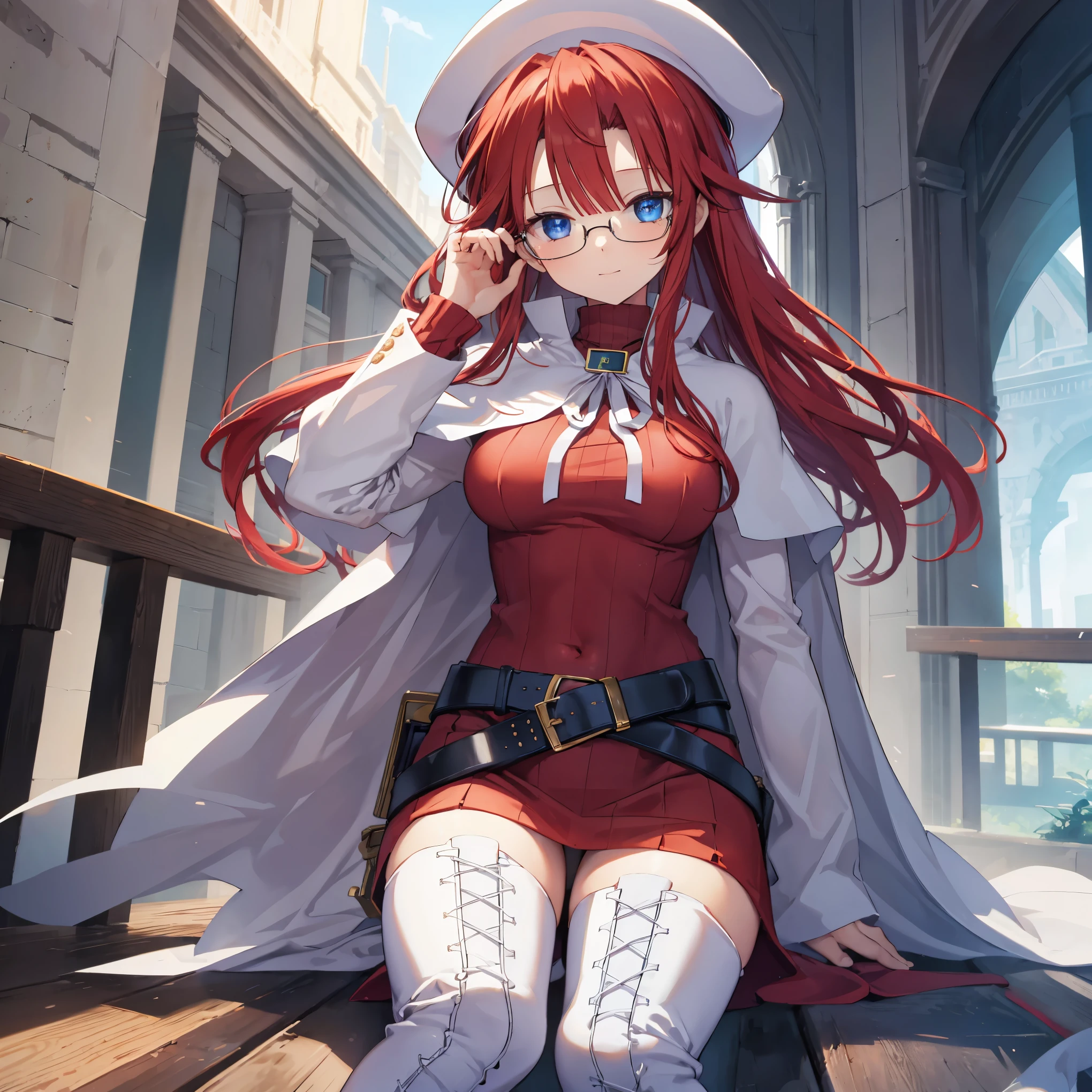 pov,(nsfw:1.2),summonnightaty, aty, (young:1.3),long hair, blue eyes, red hair, large_beret, hat, glasses,
BREAK long hair, thighhighs, hat, dress, boots, glasses, belt, cape, sweater, zettai ryouiki, beret, thigh boots, white footwear, ribbed sweater, loose belt,solo,
BREAK outdoors, fantasy,on_a_ship,
BREAK (masterpiece:1.2), best quality, high resolution, unity 8k wallpaper, (illustration:0.8), (beautiful detailed eyes:1.6), extremely detailed face, perfect lighting, extremely detailed CG, (perfect hands, perfect anatomy),covered_nipples,covered_navel,light_smile ,(half_eyes:1.4),sword,armpit,sleepy,dynamic_sitting,barrel,red_sweater,apart_legs,magical_effect,spread_legs, 