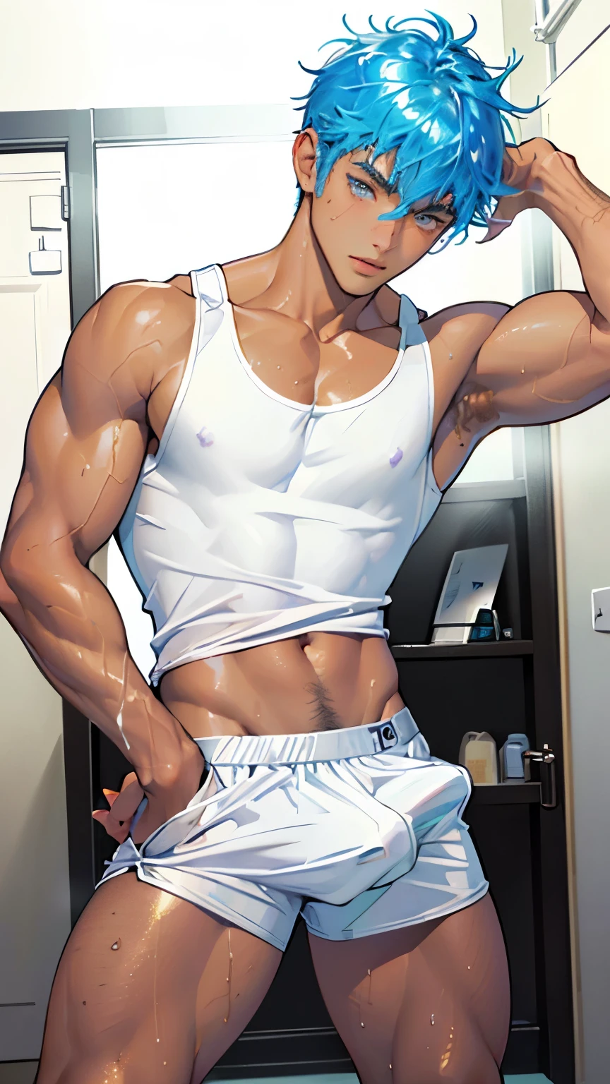 two boys 20 -year-old ((extremely cute and beautiful boy)), watercolor, Peter Pan examines the buttocks of a 17-year-old Brazilian boy,(((big ass))),((curly hair,short hair))),(((tanned skin,shiny skin,very shiny body,plastic shiny skin,exaggerated ,lit skin,wet legs))),detailed body,cute,slutty,seductive,erotic,(((NFV))), revealing clothes,((rave mini shorts,white loose tank top)),,(masterpiece),(Best quality)