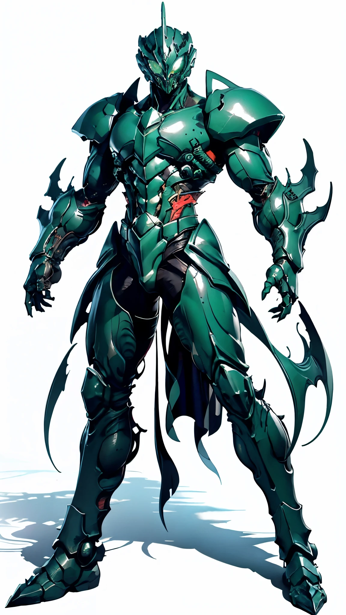 A man wearing a full-face helmet, a fantasy-style biotech armored combat suit, green eyes, (a composite layered chest armor), fully enclosed shoulder guards, matching arm and leg guards, the belt is adorned with fangs biting into gem, (the color scheme is primarily black with red accents), the design balances heavy with agility, a high-tech bio-mecha armor, (Armor Concept Inspired by Godzilla, stand on the top of a skyscraper in a futuristic sci-fi city), this character embodies a finely crafted fantasy-surreal style armored hero in anime style, exquisite and mature manga art style, (element, plasma, energy, the armor glows), ((male:1.5)), metallic, real texture material, dramatic, high definition, best quality, highres, ultra-detailed, ultra-fine painting, extremely delicate, professional, perfect body proportions, golden ratio, anatomically correct, symmetrical face, extremely detailed eyes and face, high quality eyes, creativity, RAW photo, UHD, 32k, Natural light, cinematic lighting, masterpiece-anatomy-perfect, masterpiece:1.5