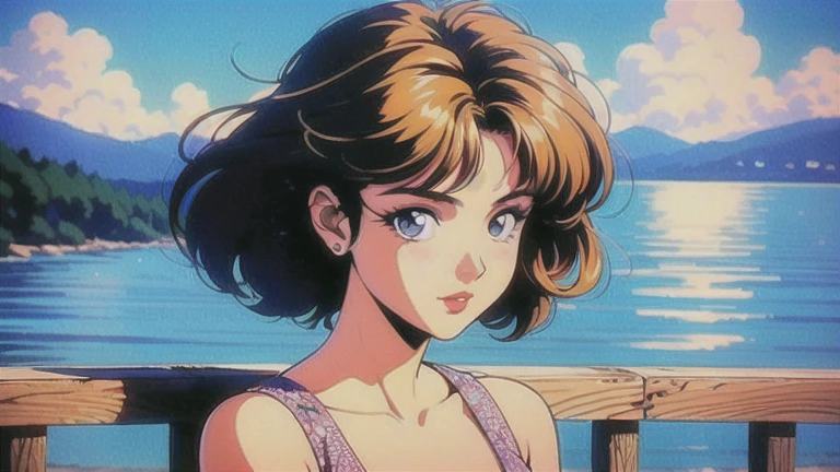(90's, retro, city pop poster), (singer's album cover), (masterpiece, best quality),
best photo poses, dynamic angle, girl on the beach, alone, laugh, Perfect eye for detail, delicate face, high fashion, Coolness, Refreshing, Refreshing,
