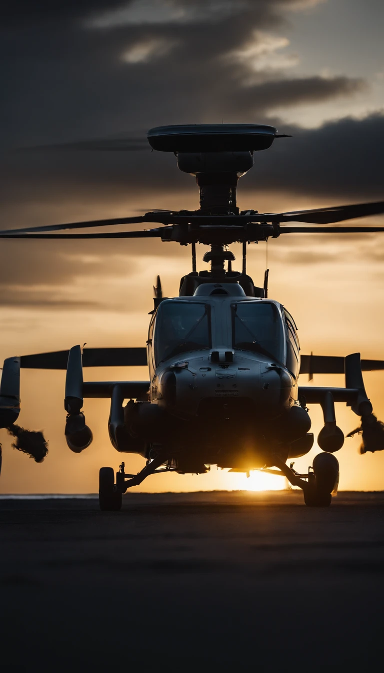 AH-1 Cobra detailed picture, With high-definition images、Explore the intricate details of the AH-1 Cobra Marine in stunning clarity。Andersen Air Force Base, Guam、Witness two aircraft undergo rigorous training,Preparing for an attack。The sun sets in the background、When the helicopter soars in the sky,It casts a warm glow on the silver body.。Highly polished rotor blades、Precision cutting air、Leaving behind a trail of dust and debris。Pilot in tactical gear、Staring at the screen、Looking to the horizon, looking for targets。The engine starts roaring、When the helicopter crashed、There was a strong buzz in the air.。