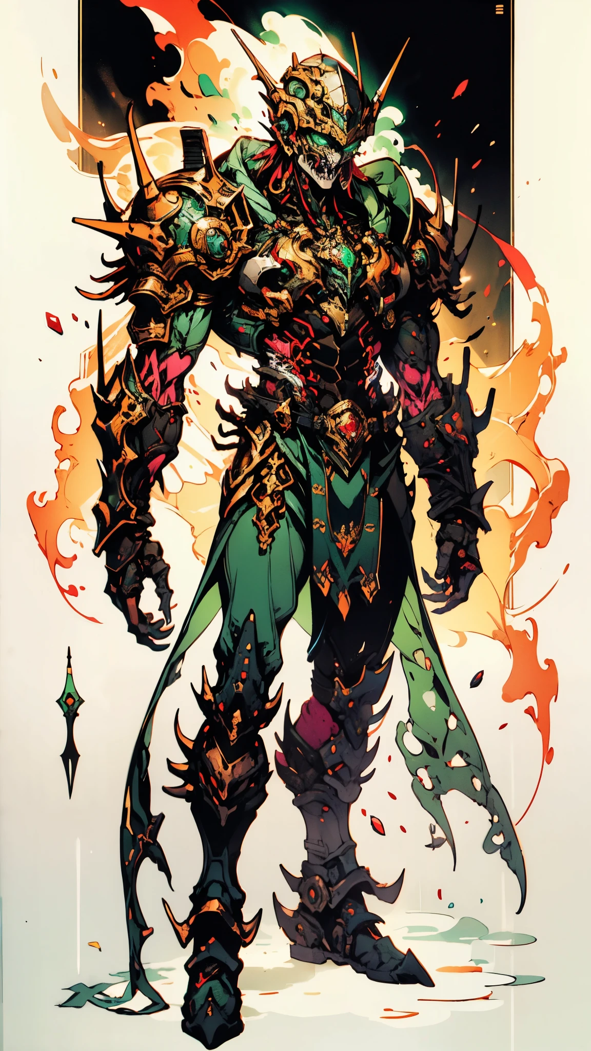 A man wearing a full-face helmet, a fantasy-style biotech armored combat suit, green eyes, (a composite layered chest armor), fully enclosed shoulder guards, matching arm and leg guards, the belt is adorned with fangs biting into gem, (the color scheme is primarily black with red accents), the design balances heavy with agility, a high-tech bio-mecha armor, (Armor Concept Inspired by Godzilla, stand on the top of a skyscraper in a futuristic sci-fi city), this character embodies a finely crafted fantasy-surreal style armored hero in anime style, exquisite and mature manga art style, (element, plasma, energy, the armor glows), ((male:1.5)), metallic, real texture material, dramatic, high definition, best quality, highres, ultra-detailed, ultra-fine painting, extremely delicate, professional, perfect body proportions, golden ratio, anatomically correct, symmetrical face, extremely detailed eyes and face, high quality eyes, creativity, RAW photo, UHD, 32k, Natural light, cinematic lighting, masterpiece-anatomy-perfect, masterpiece:1.5