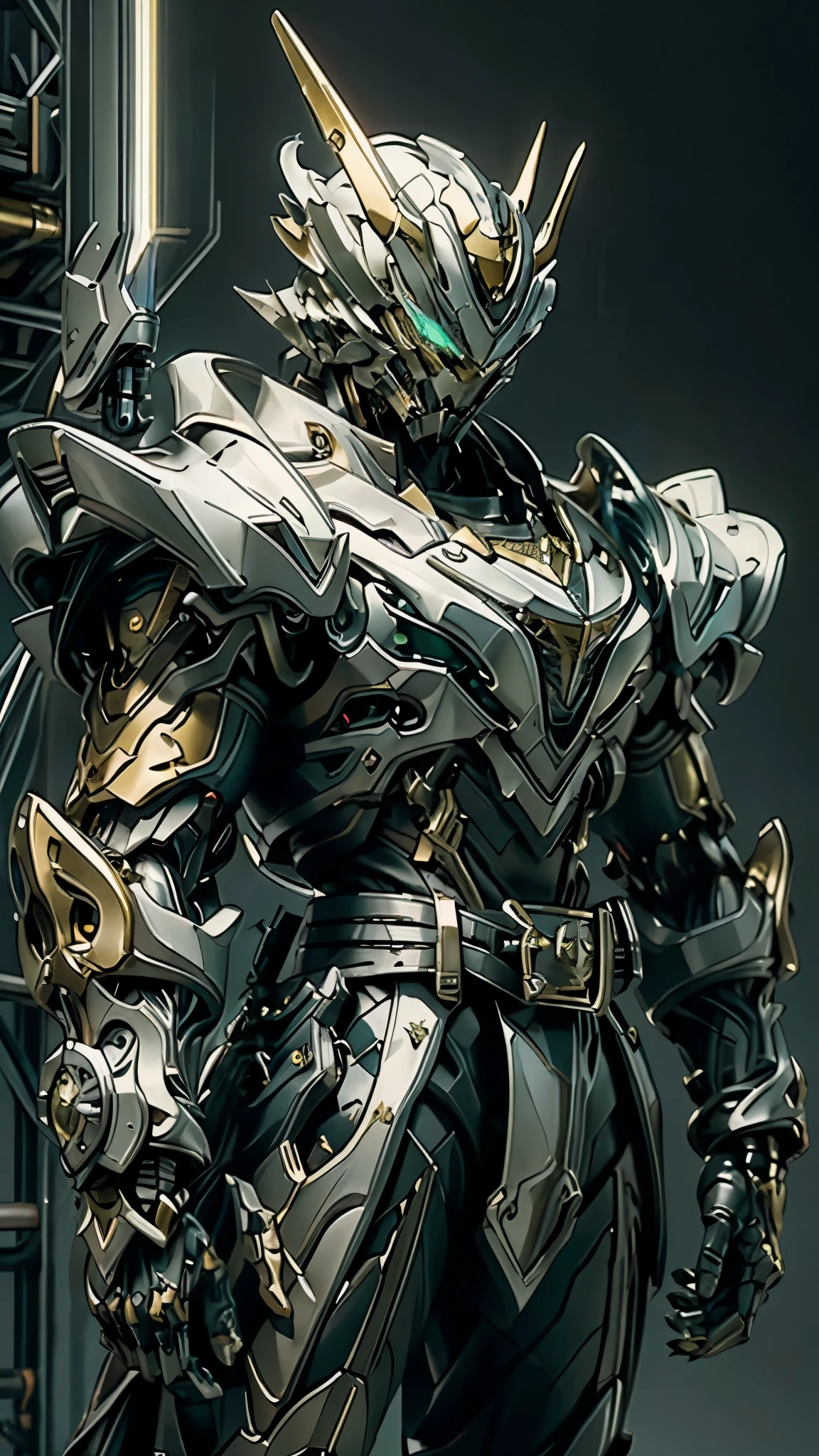 A man wearing a full-face helmet, a fantasy-style biotech armored combat suit, green eyes, (a composite layered chest armor), fully enclosed shoulder guards, matching arm and leg guards, the belt is adorned with fangs biting into gem, (the color scheme is primarily black with red accents), the design balances heavy with agility, a high-tech bio-mecha armor, (Armor Concept Inspired by Godzilla, stand on the top of a skyscraper in a futuristic sci-fi city), this character embodies a finely crafted fantasy-surreal style armored hero in anime style, exquisite and mature manga art style, (element, plasma, energy, the armor glows), ((male:1.5)), metallic, real texture material, dramatic, high definition, best quality, highres, ultra-detailed, ultra-fine painting, extremely delicate, professional, perfect body proportions, golden ratio, anatomically correct, symmetrical face, extremely detailed eyes and face, high quality eyes, creativity, RAW photo, UHD, 32k, Natural light, cinematic lighting, masterpiece-anatomy-perfect, masterpiece:1.5
