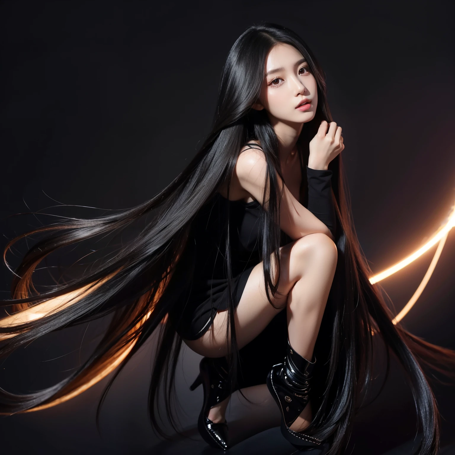 Super long hair、Best image quality、highest quality、Highest Resolution、Ultra-realistic photos、Full body photo、1 girl、Very beautiful face、超Super long hair、My black hair is about5Meters、Straight black hair、Black hair longer than height、My dark hair hasn't been cut in over 20 years.、Slender body、naked、World Long Hair Contest Winner、Amazingly thick black hair、My very long black hair wraps around my body.、Location: Bedroom、3Meters離れたところから撮影、Shiny and beautiful black hair、Terribly long black hair、My dark hair shines so beautifully、Too much black hair、Very long black hair filling the screen、The longest black hair in the world、The world's most lustrous black hair、The most beautiful black hair in the world、My long black hair is spilling out all over the room..、My long black hair makes the whole room dark.、Holding up my very long black hair with both handy long black hair spreads out like a flower field、