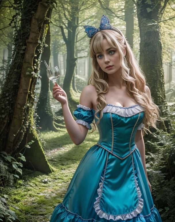 Britenay spirs 18 Jahre alt verkleidet als alice im Wunderland auf einem drogenrausch,Meisterwerk, Realistisch, best quality, photorealistic, 4k, 8k, High Resolution, ultradetailliert, 