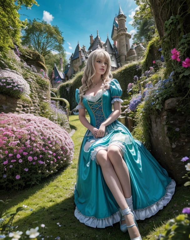 Britenay spirs 18 Jahre alt verkleidet als alice im Wunderland auf einem drogenrausch,Meisterwerk, Realistisch, best quality, photorealistic, 4k, 8k, High Resolution, ultradetailliert,