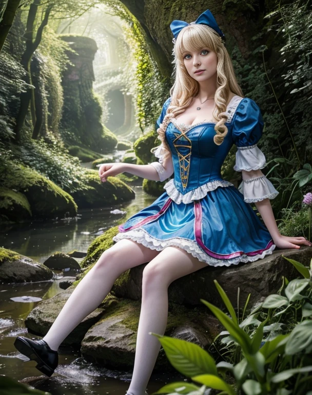 Britenay spirs 18 Jahre alt verkleidet als alice im Wunderland auf einem drogenrausch,Meisterwerk, Realistisch, best quality, photorealistic, 4k, 8k, High Resolution, ultradetailliert,