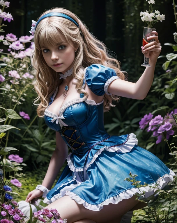 Britenay spirs 18 Jahre alt verkleidet als alice im Wunderland auf einem drogenrausch,Meisterwerk, Realistisch, best quality, photorealistic, 4k, 8k, High Resolution, ultradetailliert,