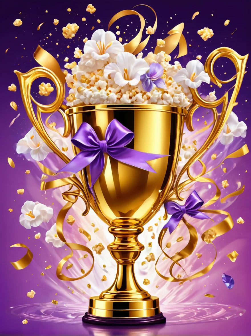 (((Crazy illustration abstract gold trophy:1.3)))，(((Trophy decoration effect:1.3)))，(((Wear ribbons:1.3)))，Eternal fantasy style，Dizziness symbol，iris，White smoke with multiple notes，Popcorn，lavender blush，Artistic Color，Diamond shape with dots inside，Paradise in Heaven，shelter，high resolution，Rich colorful brushstrokes，The most true，Details of the origins and consequences of the absurd，Ridiculous resolution，Showing readiness to sacrifice one&#39;s life，Pretend to be brave and fearless，The atmosphere disappears quietly，Creating Hell，Paradise of Despair，and madness，Background secret stone carving broken，Light and Shadow，Confusing the Light of Truth，The brilliance of countless star fragments，Illustrations show justice and stupidity，Crazy Wolf，Seamless dark fantasy smoke，Dazzling fantasy garden illustration，Sad flower，Reverberation Reflection