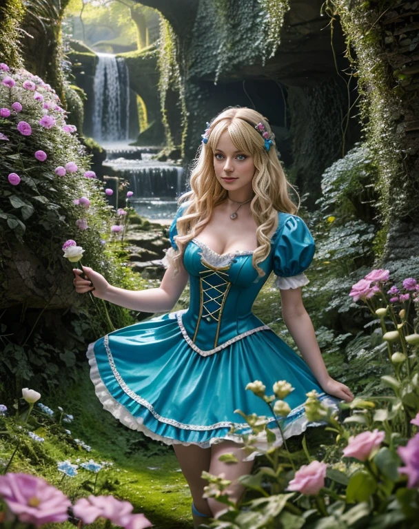 Britenay spirs 18 Jahre alt verkleidet als alice im Wunderland auf einem drogenrausch,Meisterwerk, Realistisch, best quality, photorealistic, 4k, 8k, High Resolution, ultradetailliert, 