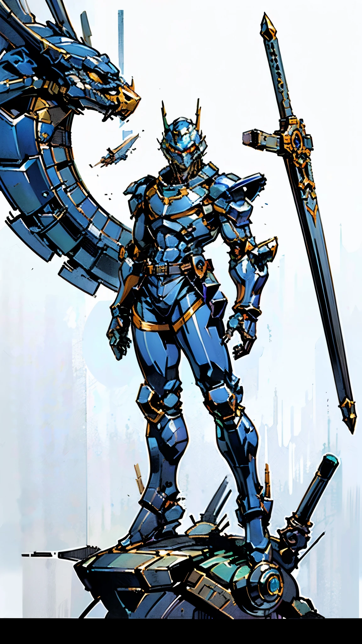 A man wearing a full-face helmet, a fantasy-style biotech armored combat suit, green eyes, (a composite layered chest armor), fully enclosed shoulder guards, matching arm and leg guards, the belt is adorned with Falcon Wing, (the color scheme is primarily white with red and blue accents), the design balances heavy with agility, a high-tech bio-mecha armor, (Armor Concept Inspired by Falcon, stand on the top of a skyscraper in a futuristic sci-fi city), this character embodies a finely crafted fantasy-surreal style armored hero in anime style, exquisite and mature manga art style, (element, plasma, energy, the armor glows), ((male:1.5)), metallic, real texture material, dramatic, high definition, best quality, highres, ultra-detailed, ultra-fine painting, extremely delicate, professional, perfect body proportions, golden ratio, anatomically correct, symmetrical face, extremely detailed eyes and face, high quality eyes, creativity, RAW photo, UHD, 32k, Natural light, cinematic lighting, masterpiece-anatomy-perfect, masterpiece:1.5