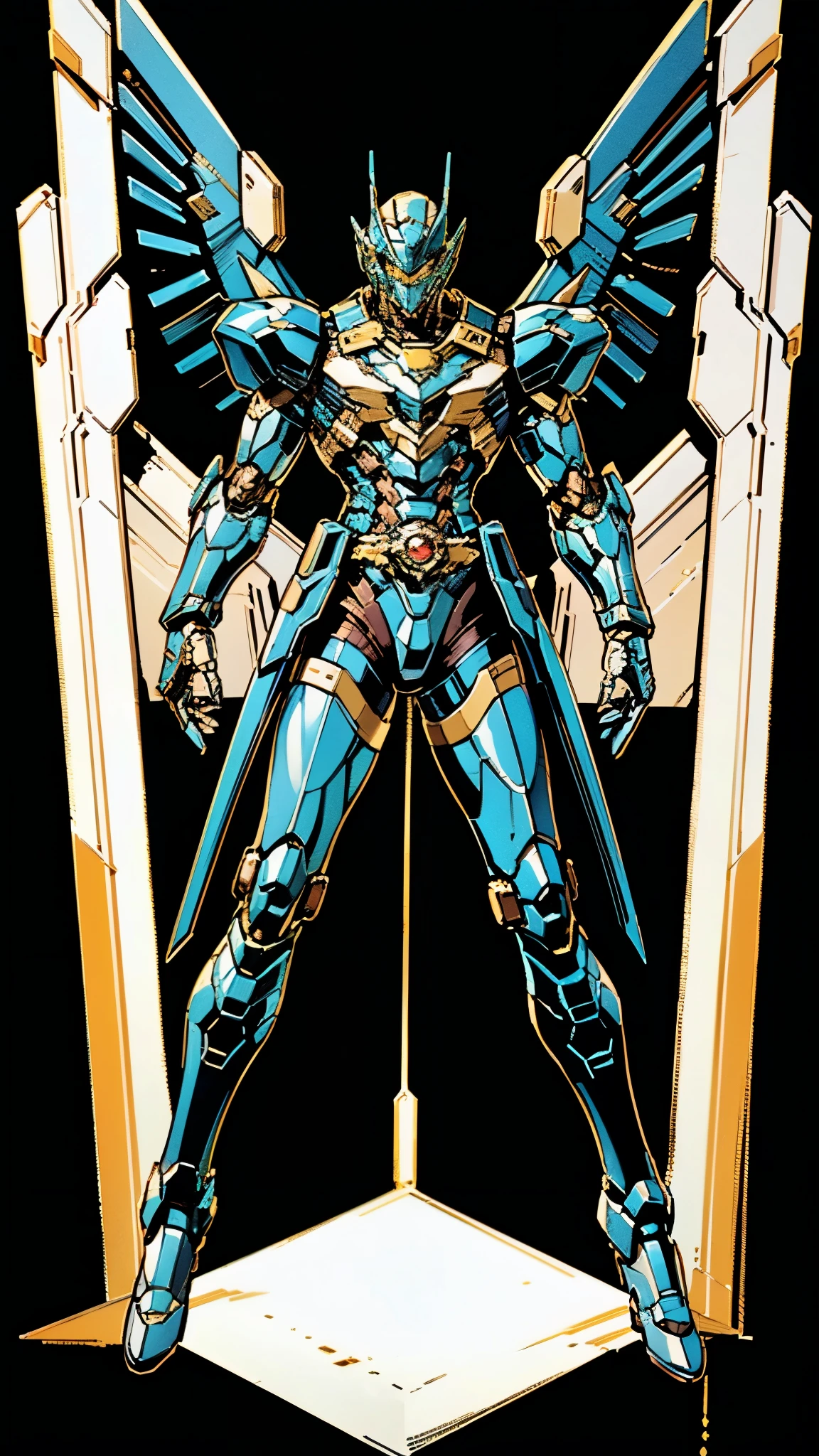 A man wearing a full-face helmet, a fantasy-style biotech armored combat suit, green eyes, (a composite layered chest armor), fully enclosed shoulder guards, matching arm and leg guards, the belt is adorned with Falcon Wing, (the color scheme is primarily white with red and blue accents), the design balances heavy with agility, a high-tech bio-mecha armor, (Armor Concept Inspired by Falcon, stand on the top of a skyscraper in a futuristic sci-fi city), this character embodies a finely crafted fantasy-surreal style armored hero in anime style, exquisite and mature manga art style, (element, plasma, energy, the armor glows), ((male:1.5)), metallic, real texture material, dramatic, high definition, best quality, highres, ultra-detailed, ultra-fine painting, extremely delicate, professional, perfect body proportions, golden ratio, anatomically correct, symmetrical face, extremely detailed eyes and face, high quality eyes, creativity, RAW photo, UHD, 32k, Natural light, cinematic lighting, masterpiece-anatomy-perfect, masterpiece:1.5
