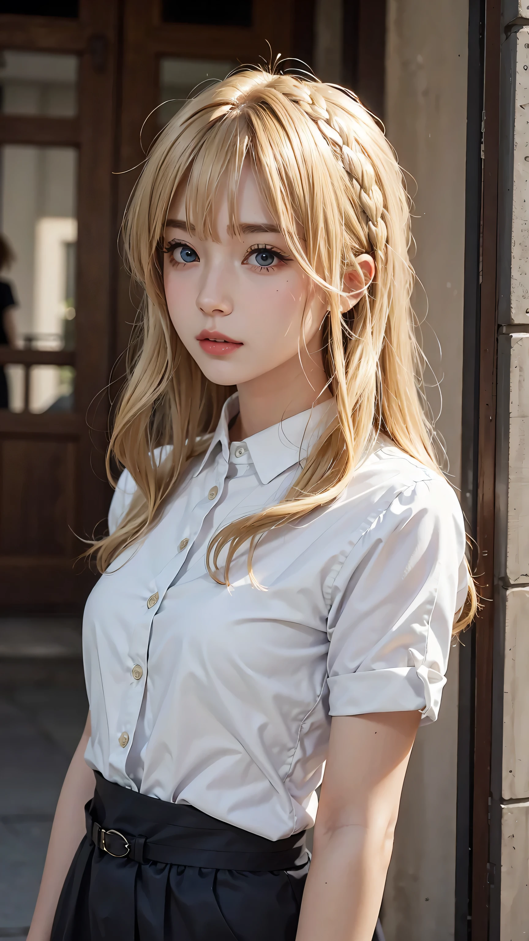 Masterpiece, best quality, super fine, 16k, medium hair, blonde color hair,