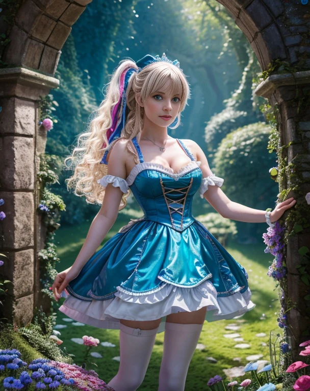 Britenay spirs 18 Jahre alt verkleidet als alice im Wunderland auf einem drogenrausch,Meisterwerk, Realistisch, best quality, photorealistic, 4k, 8k, High Resolution, ultradetailliert,