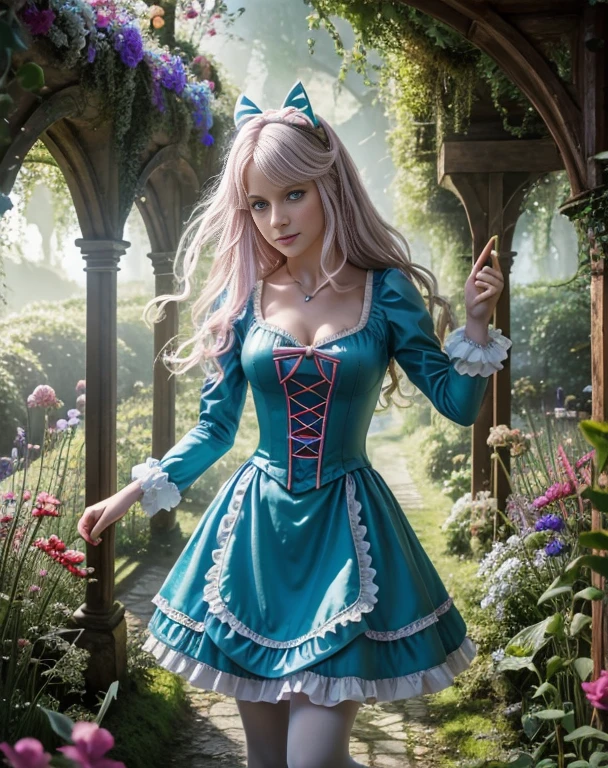 Britenay spirs 18 Jahre alt verkleidet als alice im Wunderland auf einem drogenrausch,Meisterwerk, Realistisch, best quality, photorealistic, 4k, 8k, High Resolution, ultradetailliert, 