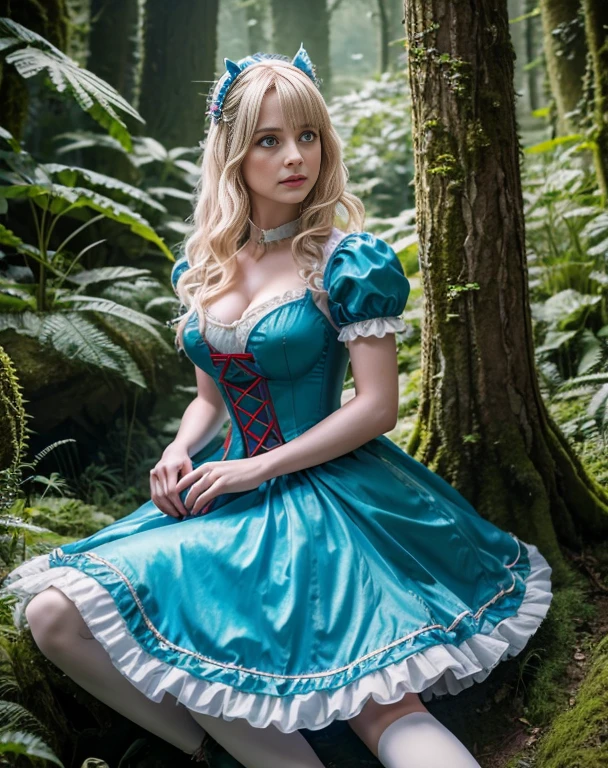 Britenay spirs 18 Jahre alt verkleidet als alice im Wunderland auf einem drogenrausch,Meisterwerk, Realistisch, best quality, photorealistic, 4k, 8k, High Resolution, ultradetailliert,