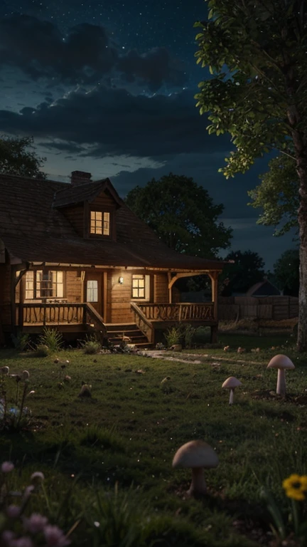 3dfz, mushroom, no humans, tree, house, night, scenery, outdoors, window, glowing,
tilt-shift,best quality,masterpiece,realistic,HDR,UHD,8K,