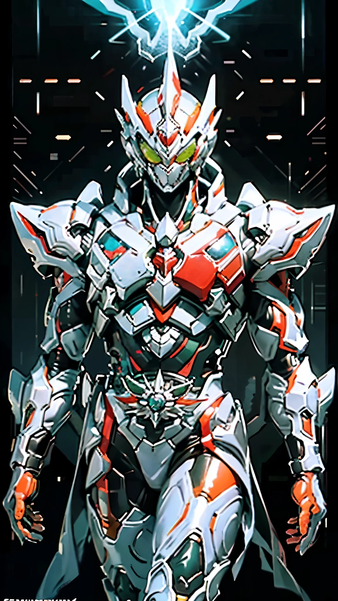 A man wearing a full-face helmet, a fantasy-style biotech armored combat suit, green eyes, (a composite layered chest armor), fully enclosed shoulder guards, matching arm and leg guards, the belt is adorned with Falcon Wing, (the color scheme is primarily white with red and blue accents), the design balances heavy with agility, a high-tech bio-mecha armor, (Armor Concept Inspired by Falcon, stand on the top of a skyscraper in a futuristic sci-fi city), this character embodies a finely crafted fantasy-surreal style armored hero in anime style, exquisite and mature manga art style, (element, plasma, energy, the armor glows), ((male:1.5)), metallic, real texture material, dramatic, high definition, best quality, highres, ultra-detailed, ultra-fine painting, extremely delicate, professional, perfect body proportions, golden ratio, anatomically correct, symmetrical face, extremely detailed eyes and face, high quality eyes, creativity, RAW photo, UHD, 32k, Natural light, cinematic lighting, masterpiece-anatomy-perfect, masterpiece:1.5