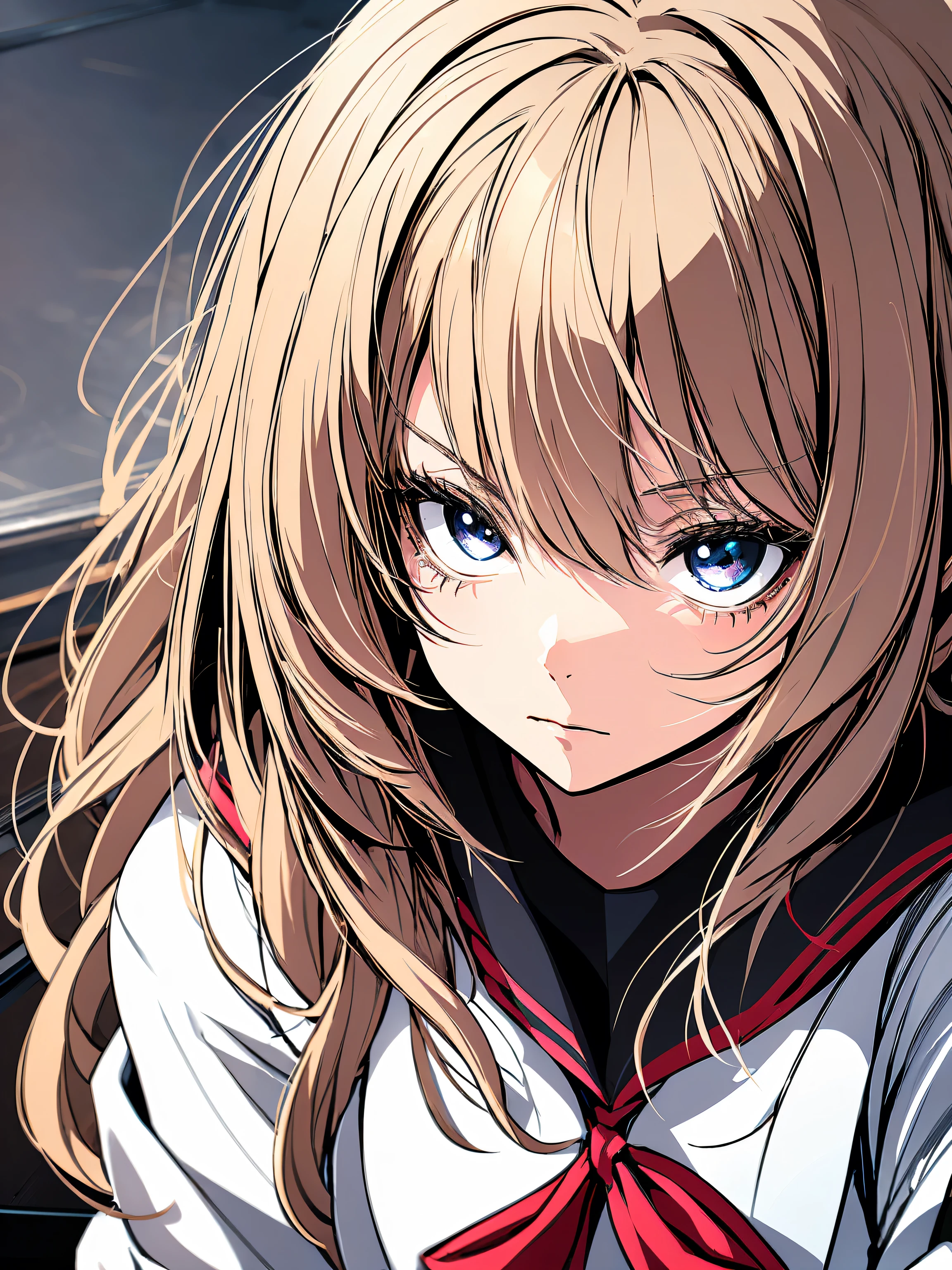 (highest quality,Tabletop:1.2),(Anime Style,Comic Core:1.1),One Girl,Upper Body,Adorable,Highly detailed eyes,Highly detailed face,Very thin hair,8k,solve,high school girl,Sailor suit