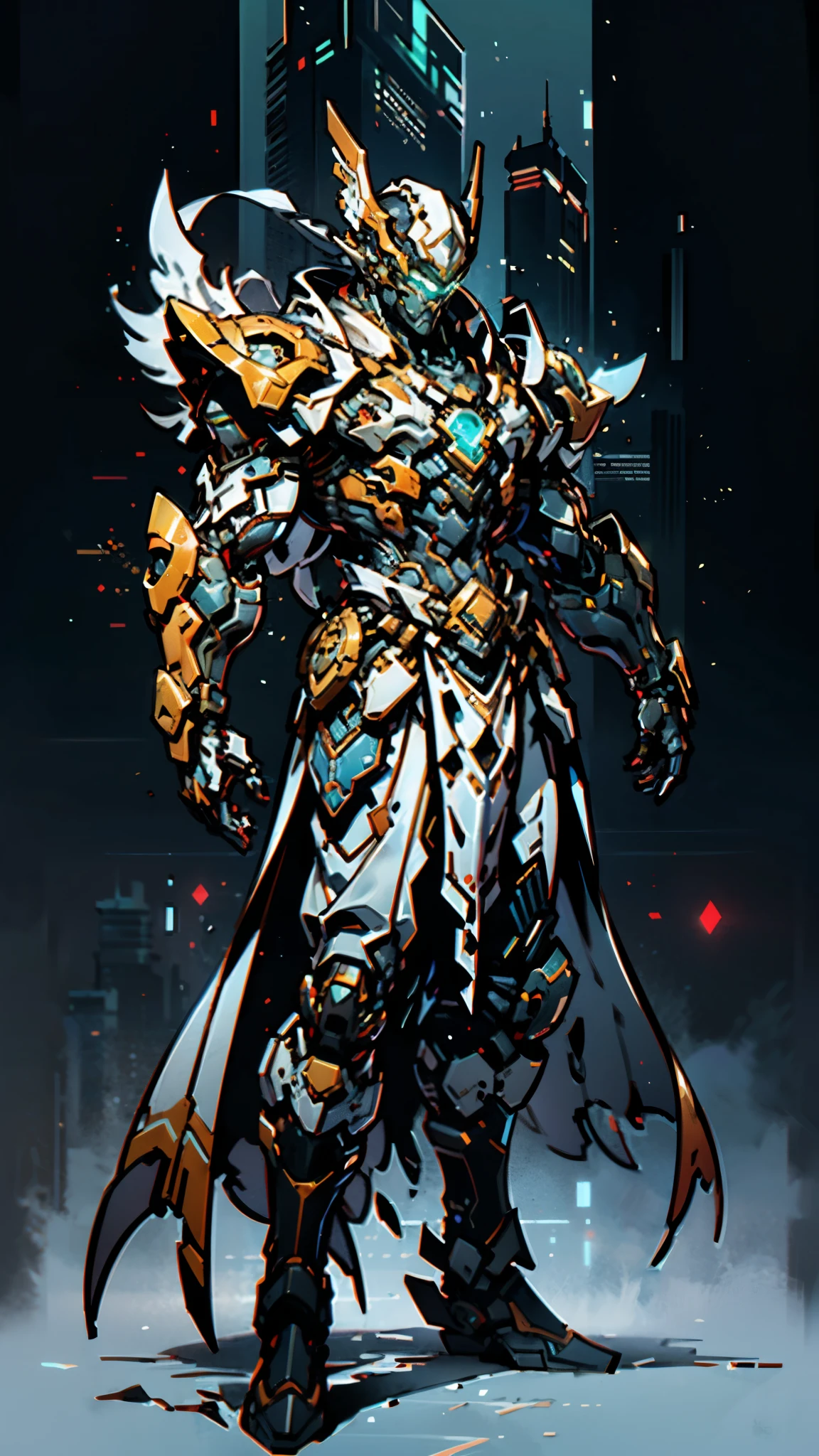 A man wearing a full-face helmet, a fantasy-style biotech armored combat suit, green eyes, (a composite layered chest armor), fully enclosed shoulder guards, matching arm and leg guards, the belt is adorned with Falcon Wing, (the color scheme is primarily white with red and blue accents), the design balances heavy with agility, a high-tech bio-mecha armor, (Armor Concept Inspired by Falcon, stand on the top of a skyscraper in a futuristic sci-fi city), this character embodies a finely crafted fantasy-surreal style armored hero in anime style, exquisite and mature manga art style, (element, plasma, energy, the armor glows), ((male:1.5)), metallic, real texture material, dramatic, high definition, best quality, highres, ultra-detailed, ultra-fine painting, extremely delicate, professional, perfect body proportions, golden ratio, anatomically correct, symmetrical face, extremely detailed eyes and face, high quality eyes, creativity, RAW photo, UHD, 32k, Natural light, cinematic lighting, masterpiece-anatomy-perfect, masterpiece:1.5