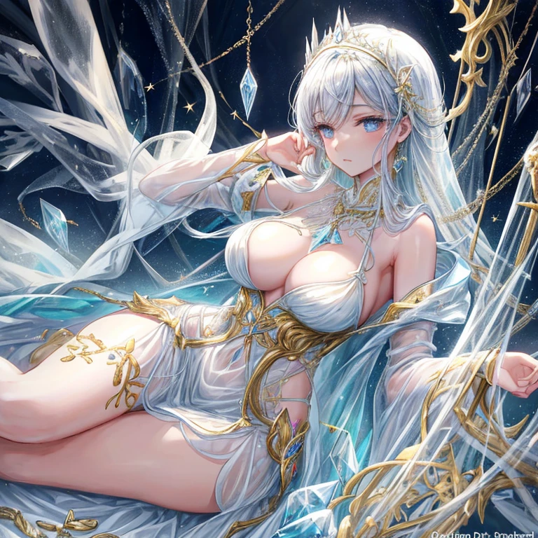 ((Realistic lighting,Top Quality,8k,masterpiece:1.3)),Clear focus:1.2,1 Giant breasts,Perfect beauty:1.4,Slim Abs:1.1,((Long dark white hair,big:1.2)),(Torn Dress:1.3,White transparent full leg stockings:1.2,Transparent white mesh panties inside,at night:1.1),Delicate face,double eyelid,arrive,(whole body lying on the bed: 1.2),To the camera,Raise your legs,Legs open,high quality,masterpiece,超A high resolution,(Realistically:1.4),RAW Photos,One girl,dark,Dark shading,Cold Light,Spread your legs,arrive,White transparent panties、One Girl, alone, (((trapped in big crystal)))(trapped in crystal:1.7),((add eye details)), ((Add facial details)), crystal, star, Shine, beautiful night sky on background, moon, stars on background,diamond、たくさんのcrystalが付いた透けたドレス, fantasy sheer dress, A magical dress with a see-through chest, crystal製シースルードレス, Shine花の透明なドレスを着た女性, intricate fantasy sheer dress, Transparent rainbow colors, translucent intricate gown, Semi-transparent and elaborate costume design, Translucent dress, A surprisingly young and mysterious person, Bejeweled Opal Statue, Fantasy Transparent Costume, Made from dried flowers、Glasswork、Glass slipper decorated with gold and white flowers, 気まぐれIntricate details, intricate and elegant, beautiful detailed elegant, Fairytale Style, ultra Intricate details, elegant. Very detailed, Complex and beautiful, golden Intricate details, Cinderella, side view Intricate details, Complex gold elements, Intricate details, intricate and detailed, 非常にIntricate details、So magical and dreamy, Blue and white tones, Relaxing environment, Fantastic and dreamy theme, Dreamy aesthetics, Quiet and peaceful atmosphere、attractive, thin,Nipples are visible、Large-size Exy S100, seductive lingerie camisole、a close up of a woman's underwear with a good and panties, bright blue shiny slutty transparent lingerie, lingerie, lingeries beauty, thin underwear, laced lingerie, lingerie!!, good, wearing sexy lingerie, goodlette, captivating and mesmerizing, Harness and Garters, lingeries, Very sexy、((Realistic lighting,Top Quality,8k,masterpiece:1.3)),Clear focus:1.2,1 Giant breasts,Perfect beauty:1.4,Slim Abs:1.1,((Long dark white hair,big:1.2)),(Torn Dress:1.3,White transparent full leg stockings:1.2,Transparent white mesh panties inside,at night:1.1),Delicate face,double eyelid,arrive,(whole body lying on the bed: 1.2),To the camera,Raise your legs,Legs open,high quality,masterpiece,超A high resolution,(Realistically:1.4),RAW Photos,One girl,dark,Dark shading,Cold Light,Spread your legs,arrive,White transparent panties