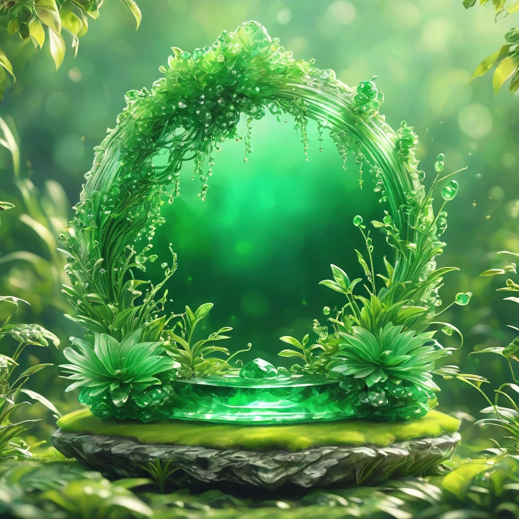 best quality, very good, 16K, ridiculous, Extremely detailed, Gorgeous transparent emerald trophy background grassland（（A masterpiece full of fantasy elements）））， （（best quality））， （（Intricate details））（8k）