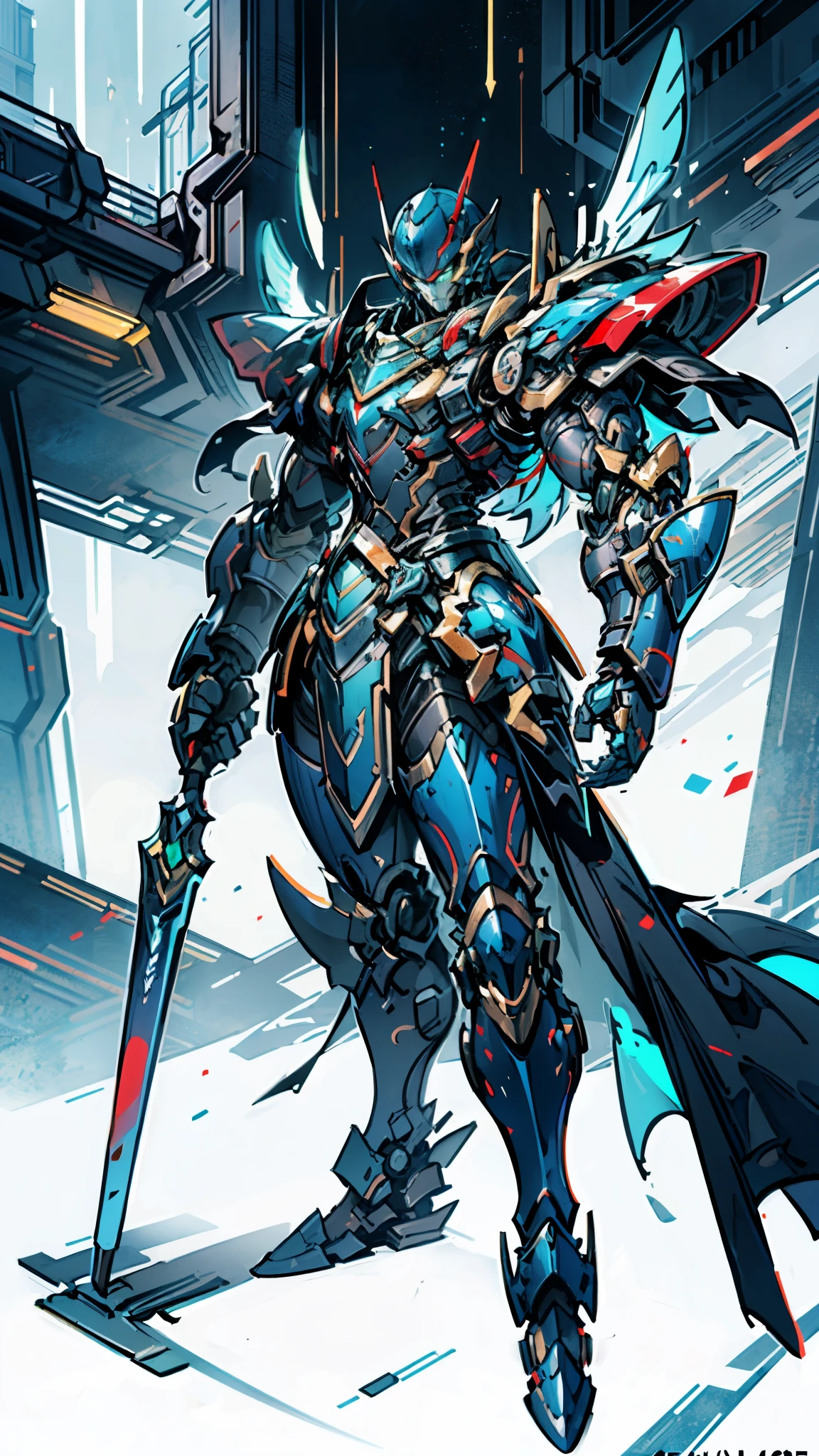 A man wearing a full-face helmet, a fantasy-style biotech armored combat suit, green eyes, (a composite layered chest armor), fully enclosed shoulder guards, matching arm and leg guards, the belt is adorned with Falcon Wing, (the color scheme is primarily white with red and blue accents), the design balances heavy with agility, a high-tech bio-mecha armor, (Armor Concept Inspired by Falcon, stand on the top of a skyscraper in a futuristic sci-fi city), this character embodies a finely crafted fantasy-surreal style armored hero in anime style, exquisite and manga art style, (element, plasma, energy, the armor glows), ((male:1.5)), metallic, real texture material, dramatic, high definition, best quality, highres, ultra-detailed, ultra-fine painting, extremely delicate, professional, perfect body proportions, golden ratio, anatomically correct, symmetrical face, extremely detailed eyes and face, high quality eyes, creativity, RAW photo, UHD, 32k, Natural light, cinematic lighting, masterpiece-anatomy-perfect, masterpiece:1.5