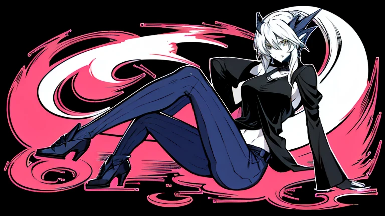 8k resolution, alta calidad, high resolution, mejor calidad, better resolution, absurd resolution, trazado de rayos, alto detallado, Obra maestra, Cabello blanco hasta los hombros, femenino,orejas de lobo blanco, Adolescente, cuerpo delgado, white scale dragon tail,botas de combate negras,pantalones de camuflaje oscuro, camiseta negra, chaqueta blanca, Medium Size Chest, ojos azules detallados, Hermoso rostro,solo femenino,