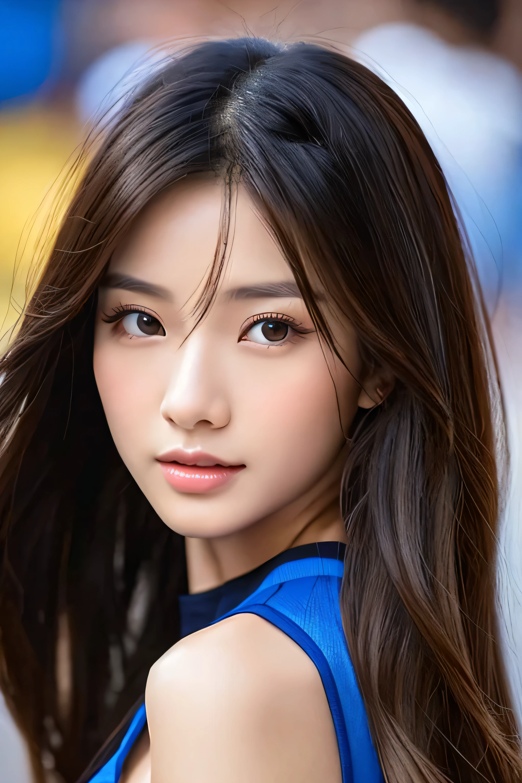 Cheerleader、Active、Charm、beautiful、Vibrant、
a close up of a woman with long hair and a black top, gorgeous chinese model, gorgeous young korean woman, beautiful south korean woman, beautiful asian girl, korean girl, beautiful young korean woman, ig model | artgerm, beautiful girl model, a beautiful young woman, beautiful model girl, beautiful asian woman, asian features, realistic. cheng yi, beautiful aesthetic face