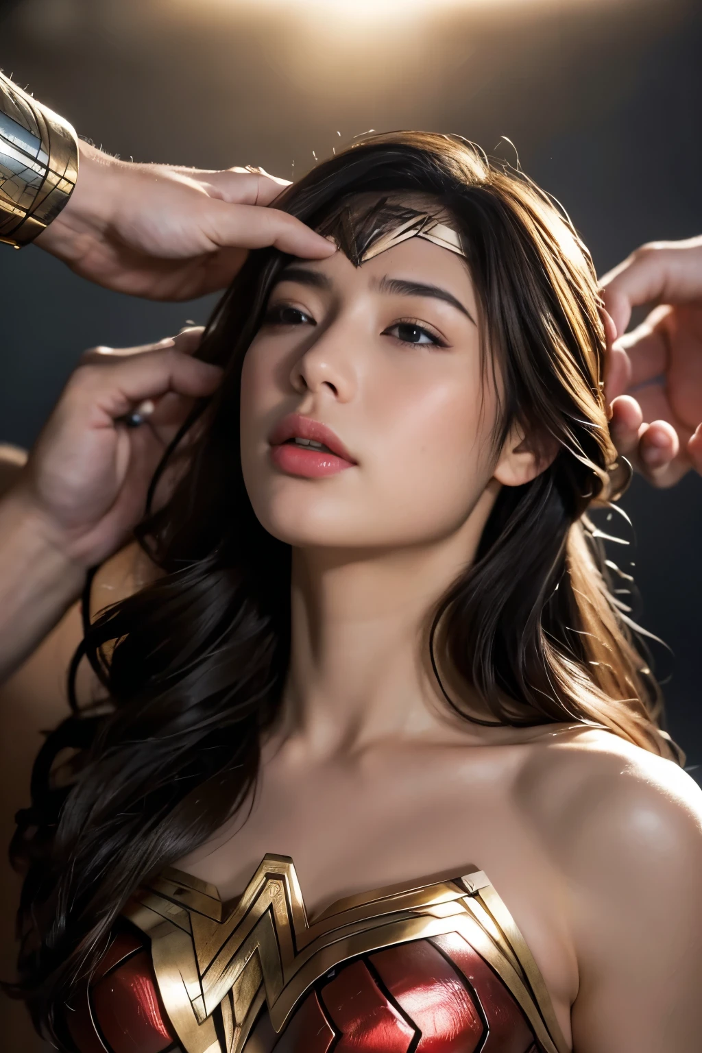 私はWonder Womanです、完璧なWonder Womanの衣装,Kneel,押しDefeated,Defeated,A man mounts me,Face grabbed、Hug from the front,Hugged,Being strangled,You can hold it,Leaning on the man,Hugged,Can be lifted,Men lick my face with their tongues,The guys lick my head with their tongues,Men lick my hair with their tongues,My body is licked by men,sleeping face,Close ~ eyes,Open your mouth,Tired face,Face of Suffering,sleeping face,Being slapped in the face,Getting punched in the face,Fighting with men,Fight with the men,Surrounded by men,,Caught between the men,Being held back by men,Entanglement with males, Attacked by men,Brown Hair, masterpiece、beautiful girl、fine 目、puffy eyes、highest quality, 超High resolution, (reality: 1.4), Cinema Lighting,so beautiful、Beautiful Skin、(超reality的な)、(High resolution)、(8k)、(Very detailed)、(beautiful and fine 目)、(Very detailed)、 Detailed face、Diagonal bangle hair、Brown Hair、20-year-old、Wonder Womanのコスプレ,Wonder Woman